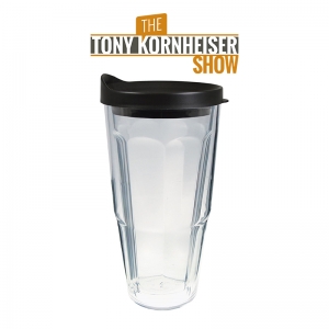 24 Oz Double Wall Thermal Tumbler With Straw